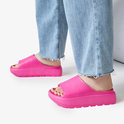 Thick-Soled Beach Slippers for Women: Fish Mouth Style with a 5.5cm Heel