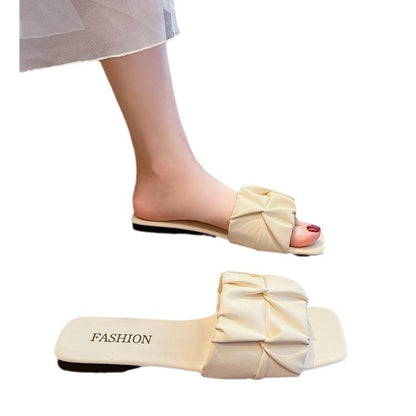 Plus Size Square Toe Summer Flat Slippers