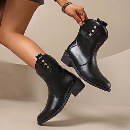 Women's Pointed Toe Mid Heel Platform Ankle Boots