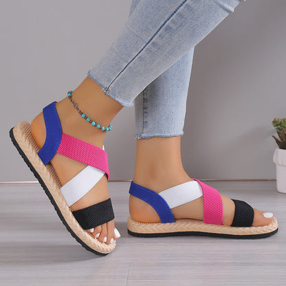 Soft Bottom Cross Plus Size Flat Roman Shoes