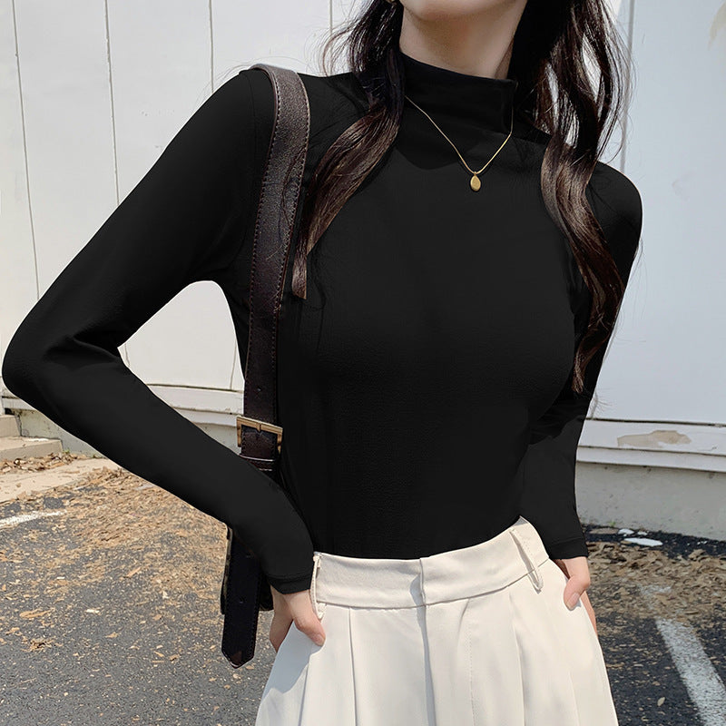 Women's Half Turtleneck Base Layer Shirt – Available in Nine Colors for Spring and Autumn