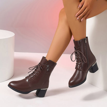 Women's British-Style Boots with Thick Sole