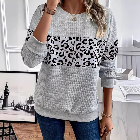 Printed Long Sleeve Round Neck Casual Sweatshirt - Fashion Style