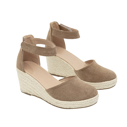 Stylish New Women's Closed Toe Wedge Sandals with Platform and Straw Woven Hemp Rope