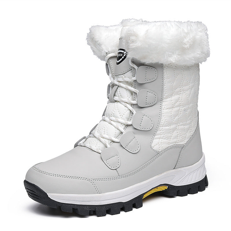 Women's Waterproof Mid-Calf Snow Boots with Front Zipper