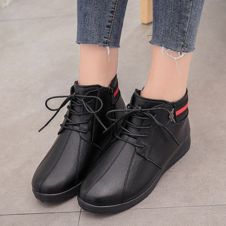 Fashion Mid-heel Round Toe Flat Bottom Short Tube Cotton Boots