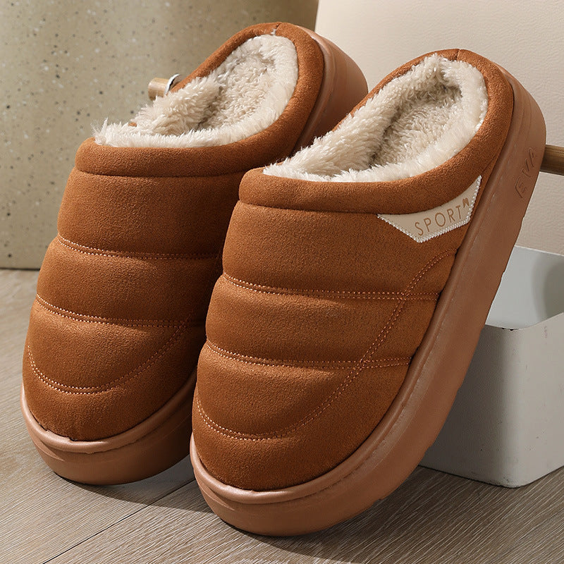 Fashionable Solid Plush Slippers – Winter Warm Indoor Home Slippers for the Bedroom