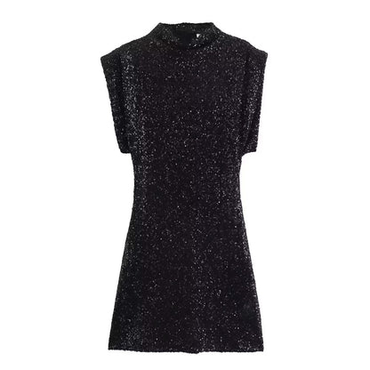 Women's Sleeveless Sequin Dress with Stylish Design