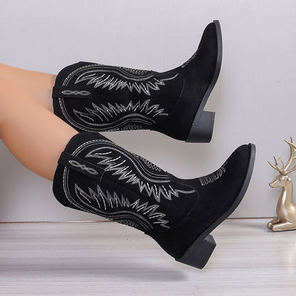 Women's Below-the-Knee Pointed Toe Chunky Heel Boots