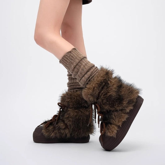 Thick Bottom Fur-lined Short Snow Boots for Women