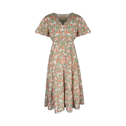 Women's Fashion Vintage Women's Floral V-neck Midi Dress