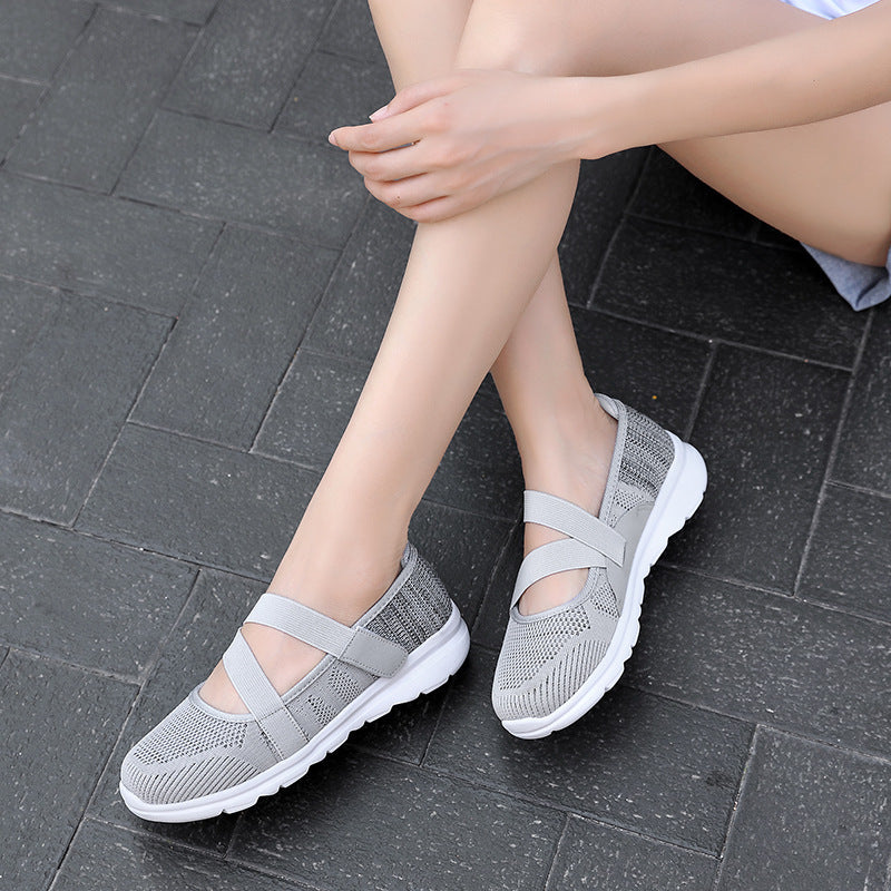 Women's Breathable Fly-Woven Mesh Flat Shoes with Soft Non-Slip Sole