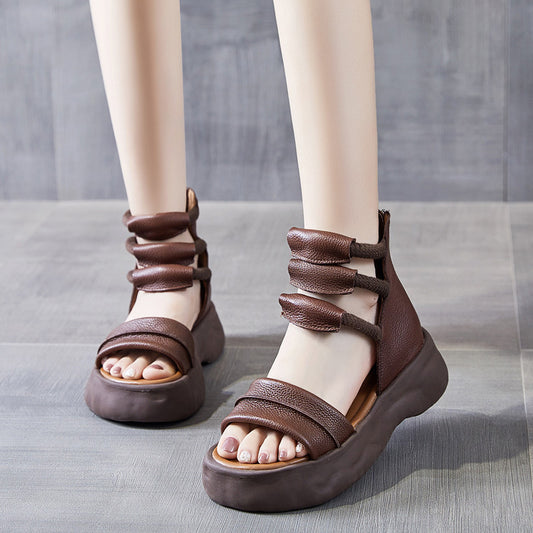 Women's Platform Sandals in Top Layer Cowhide