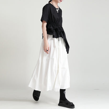 Dark Summer Loose High Waist Mid-length Design Sense Niche A- Line Skirt