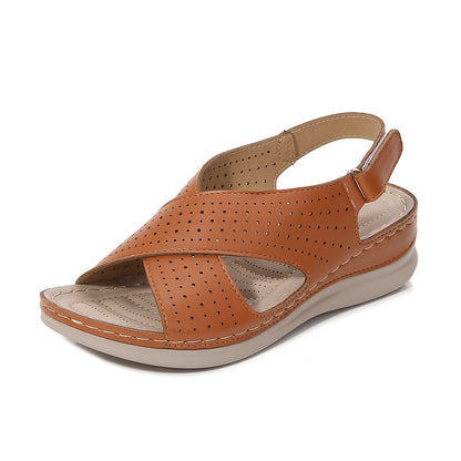 Breathable Velcro Cutout Wedge Sandals for Women