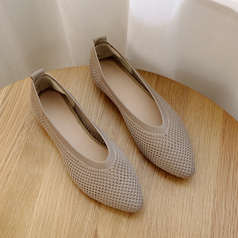 Square Toe Hollow Mesh Shoes for Women