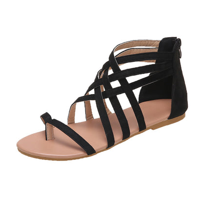 Women's Woven Cross Strap Back Zipper Sandals