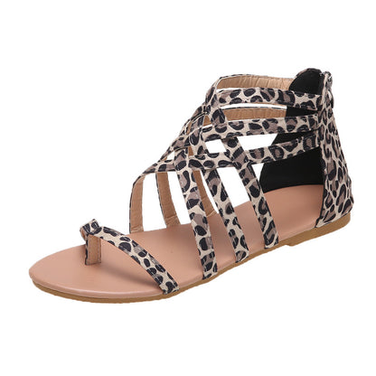 Women's Woven Cross Strap Back Zipper Sandals