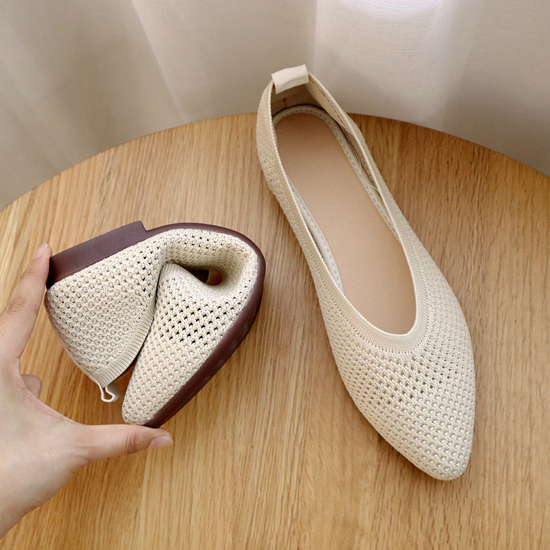 Square Toe Hollow Mesh Shoes for Women