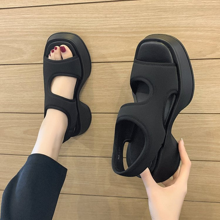 Summer Casual Stretch Cloth Muffin Thick Sports Sandals: New All-Match Style