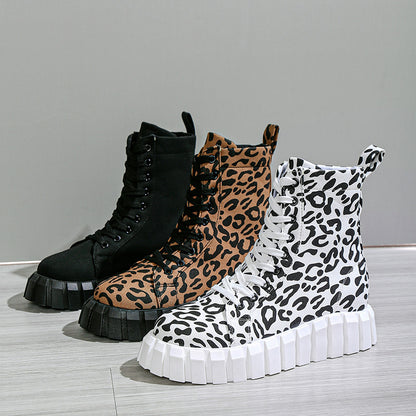 Leopard Print Platform Boots for Women