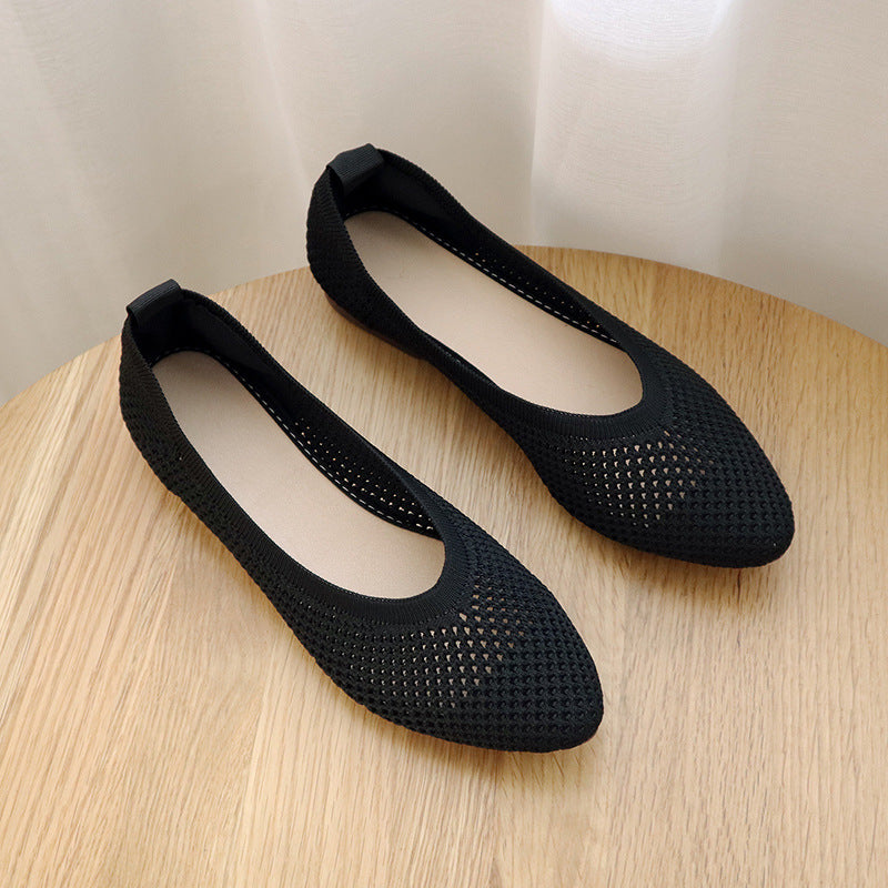 Square Toe Hollow Mesh Shoes for Women