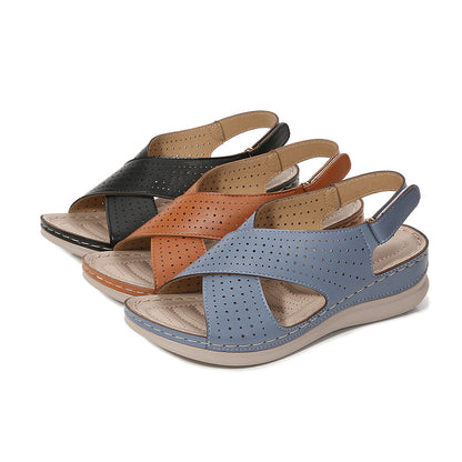 Breathable Velcro Cutout Wedge Sandals for Women