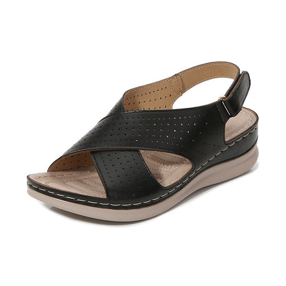 Breathable Velcro Cutout Wedge Sandals for Women