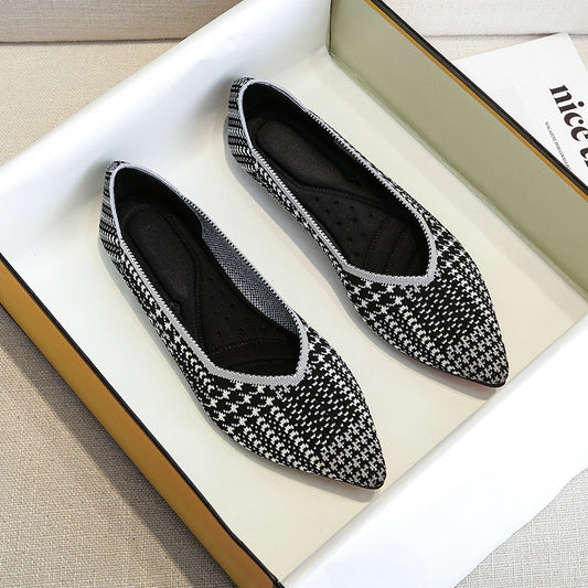 Flat Knitting Shallow Pointed Mouth Soft Bottom Shoes