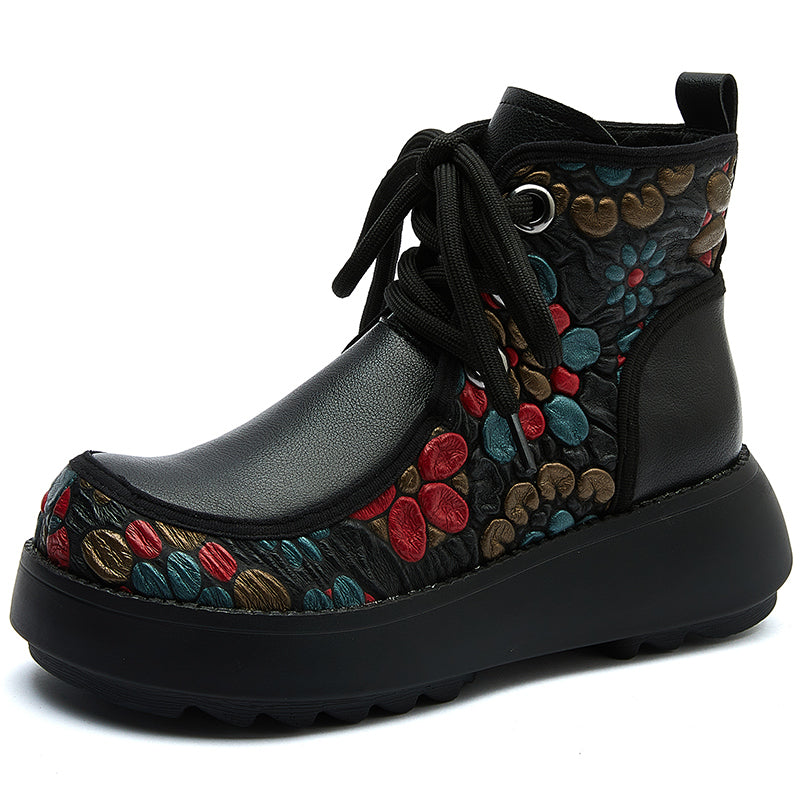 Women's Martin Boots with Thick Wedge Heel