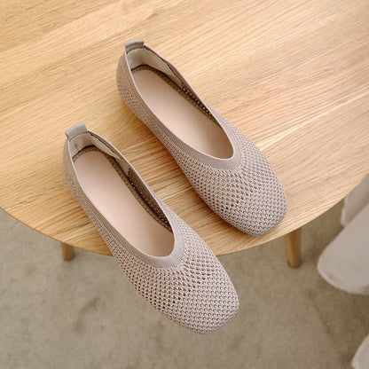 Square Toe Hollow Mesh Shoes for Women