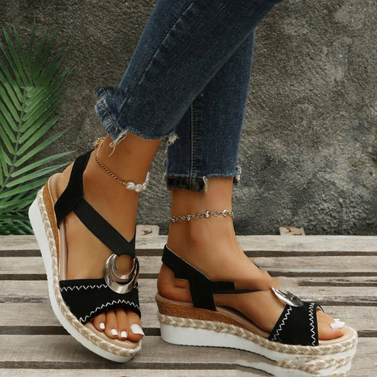 Women's Roman Sandals with Thick Sole and Hemp Rope Platform