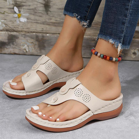 Thong Sandals Women Hollow Out Wedges Shoes Summer Beach Shoes Flip Flops