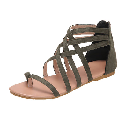 Women's Woven Cross Strap Back Zipper Sandals