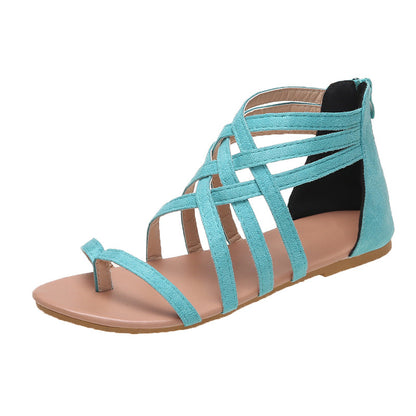 Women's Woven Cross Strap Back Zipper Sandals