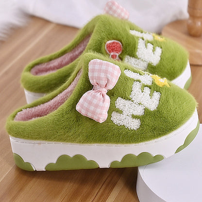 Thick Soled Cute Baotou Warm Slippers