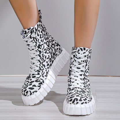 Leopard Print Platform Boots for Women