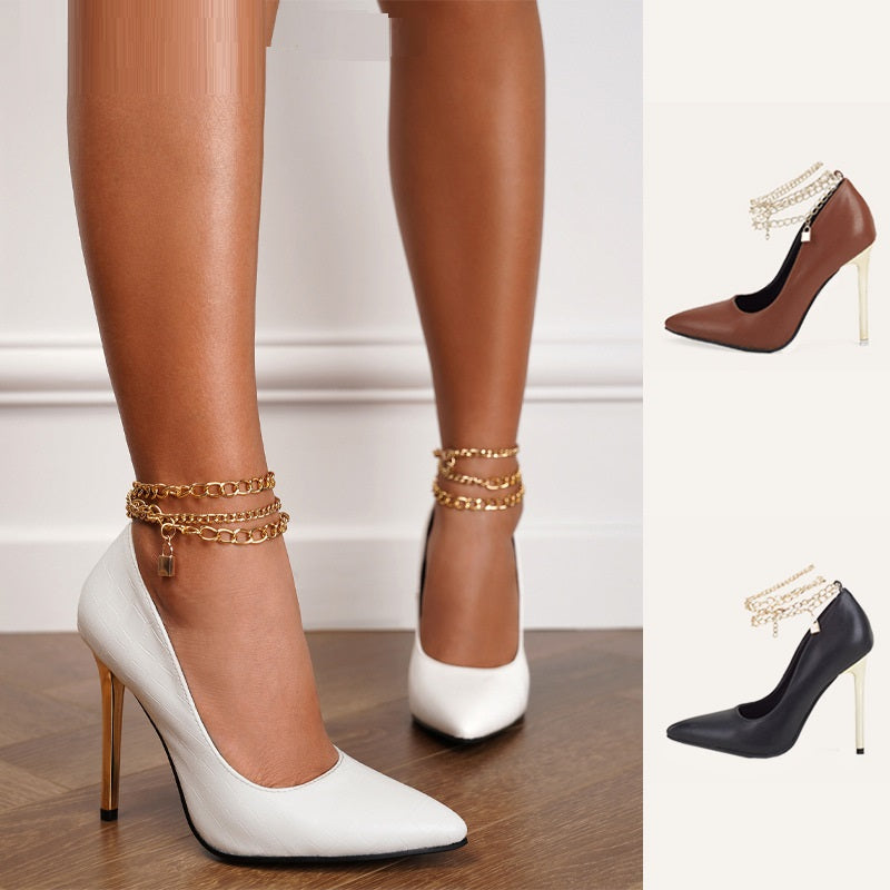 Stylish Women's Shoes: Decorative Pointed High Heels & Thin Heels