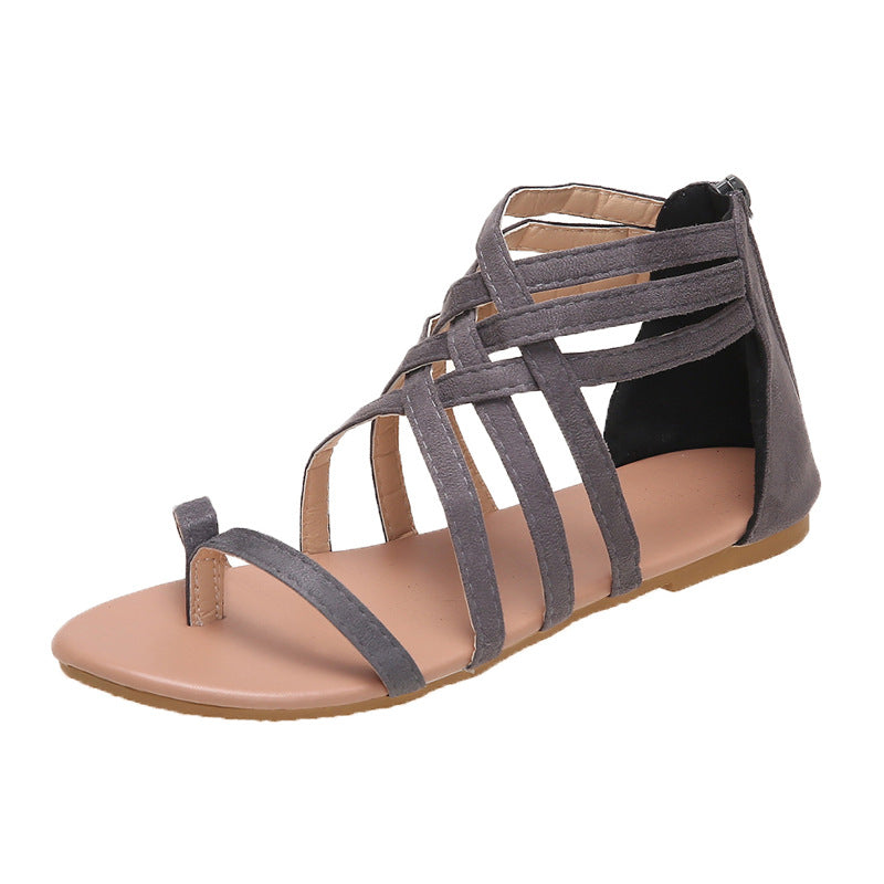 Women's Woven Cross Strap Back Zipper Sandals