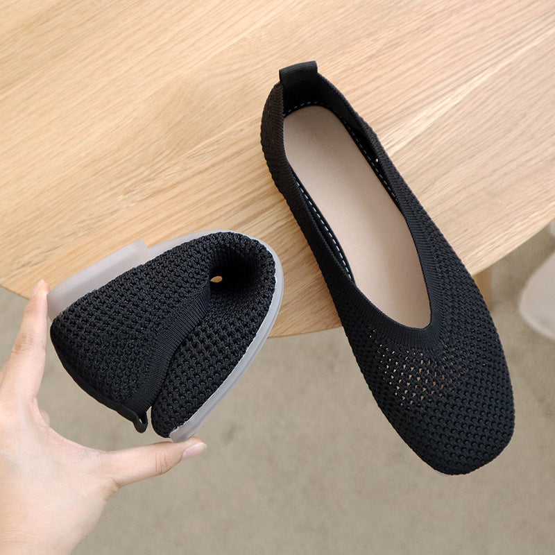 Square Toe Hollow Mesh Shoes for Women