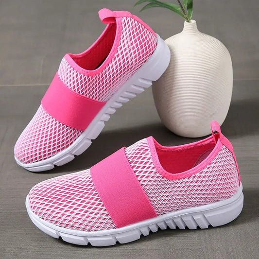 Breathable Mesh Flats Sports Walking Shoes Candy Color Sneakers